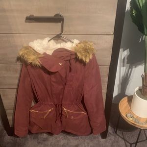 Burgundy Puffer Jacket
